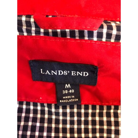 Lands End Bomber Jacket Coat Mens Medium(38-40)Red Plaid Lined Full Zip - Picture 6 of 9